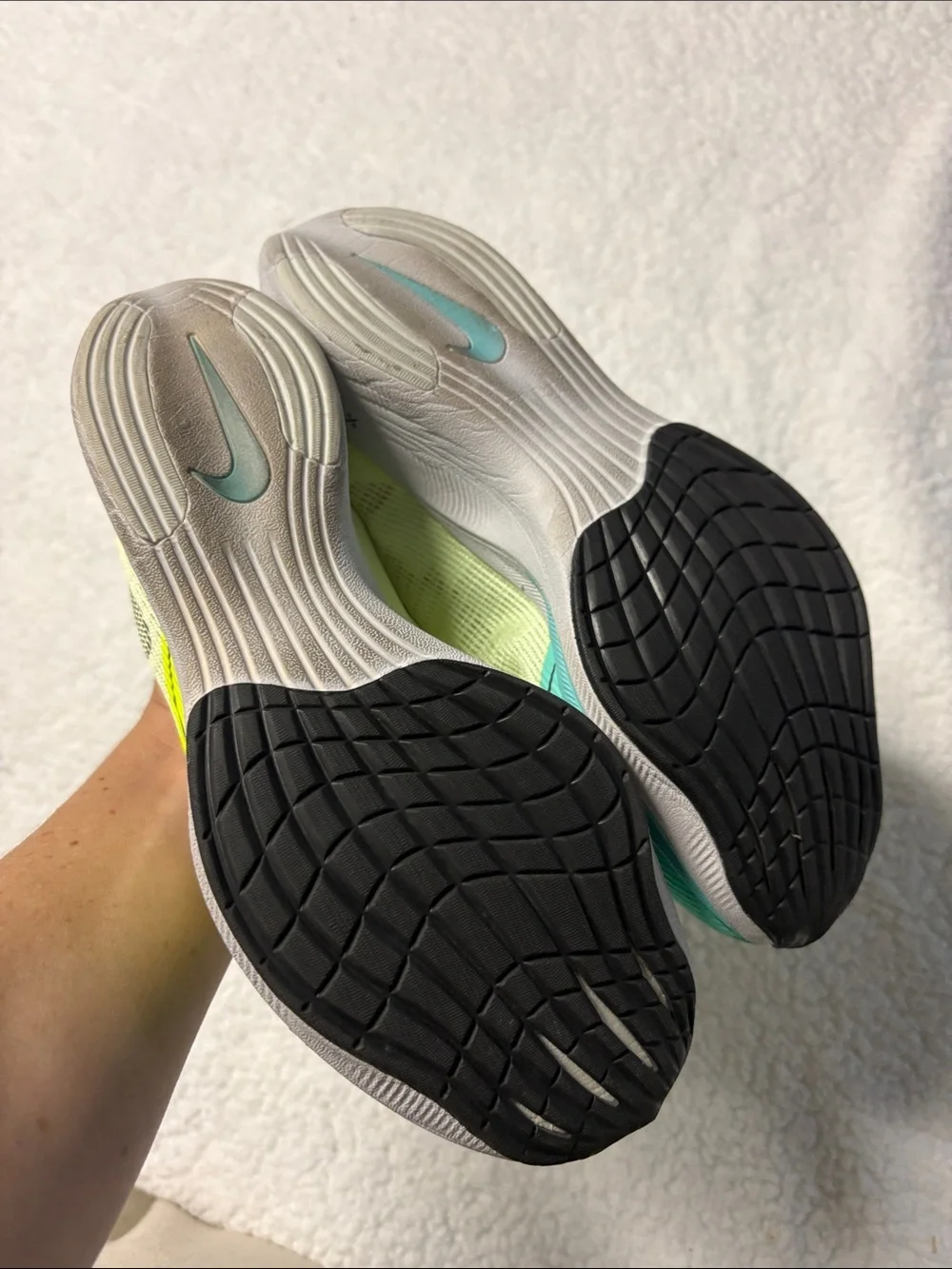 Nike size 7 Women's Neon Yellow & Aqua Flyweight Running Sneakers